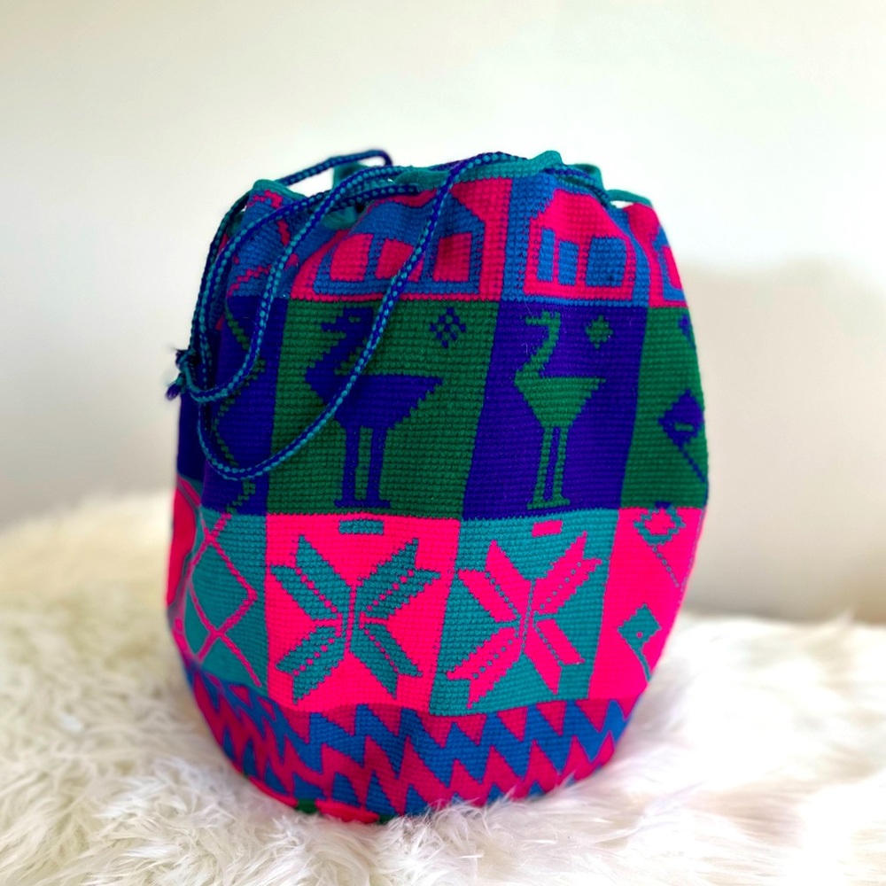 Handmade Crochet Drawstring Barrel Purse